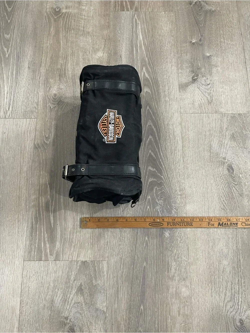 Harley-Davidson Black Canvas Tool Roll with Orange Logo Patch